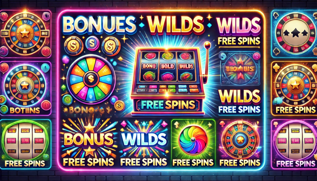 Bonuses, wilds, scatters, free-spins in slots